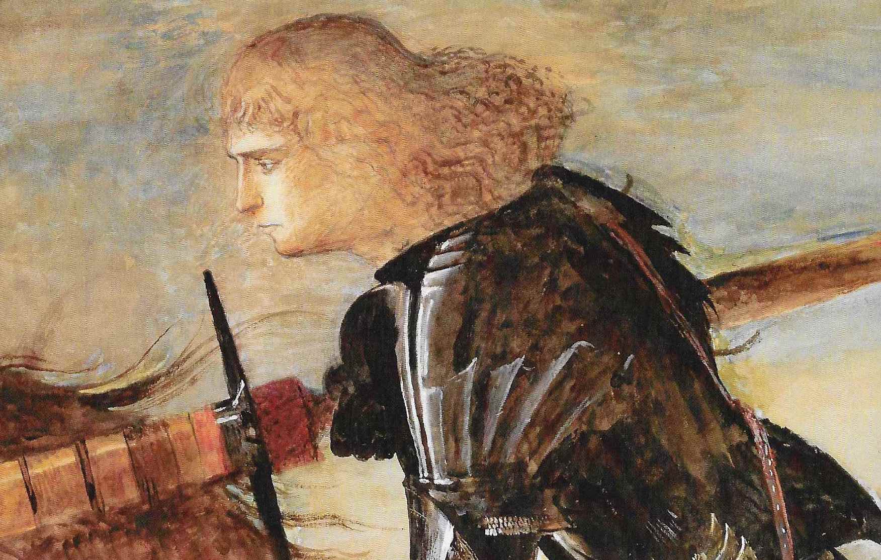 Upper part of the figure of St George, after Carpaccio, by John Ruskin